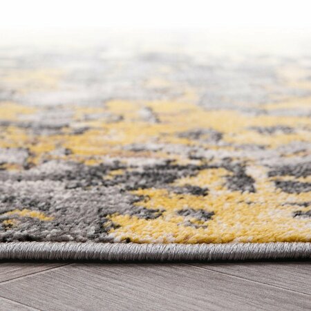 World Rug Gallery Contemporary Distressed Abstract Watercolor Non Shedding Soft Area Rug 2' x 7' Yellow 395YELLOW2x7